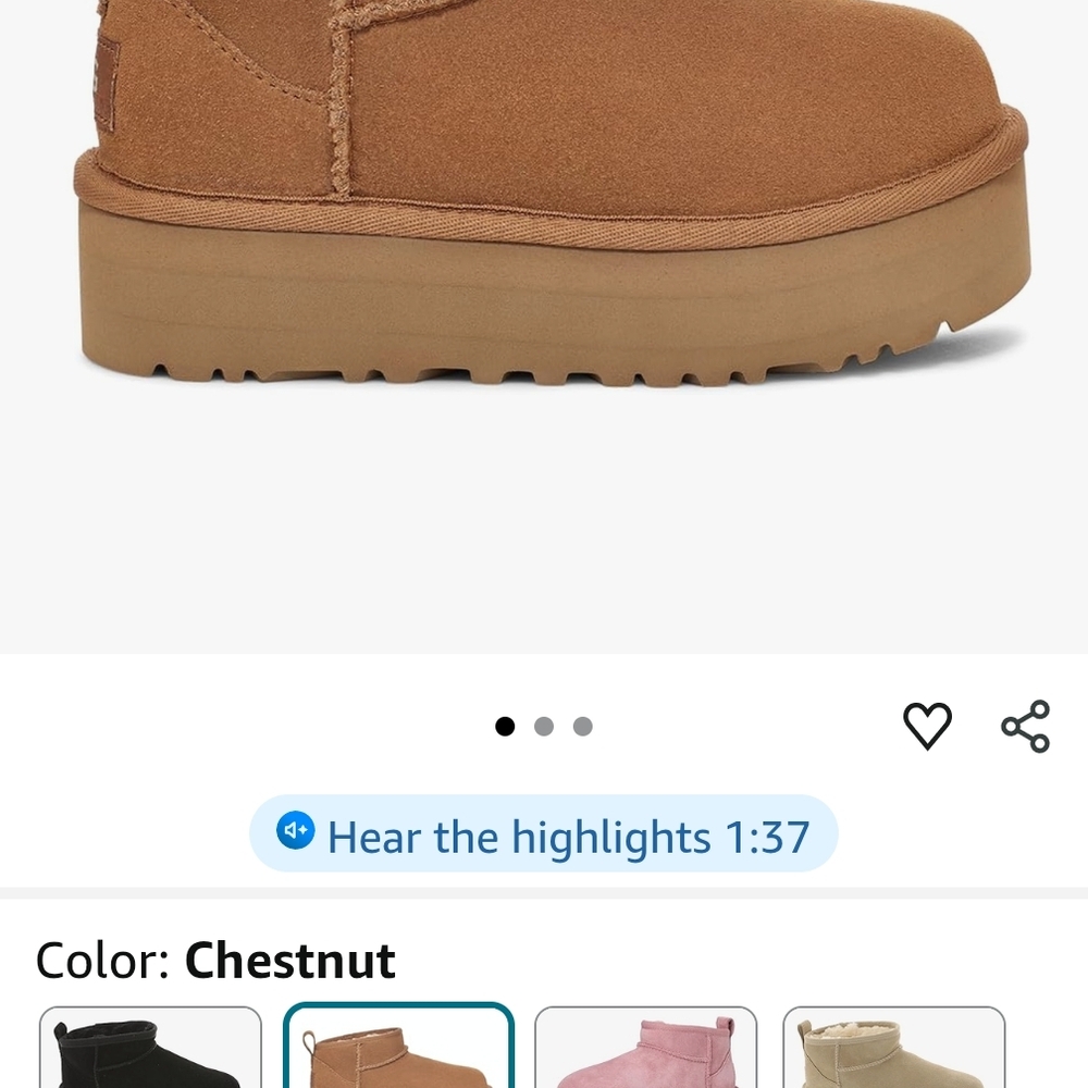 UGG Platform Tan (Chestnut) Sheepskin Kids Boots - Picture 7 of 8